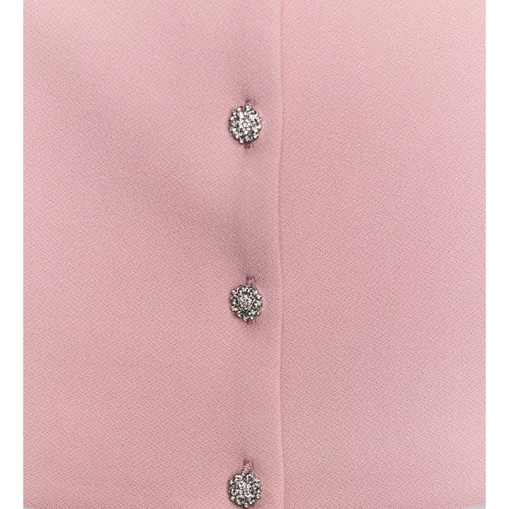 NEW Zara M Blush Pink Jewel Button Crepe Top new with tags - Picture 3 of 3